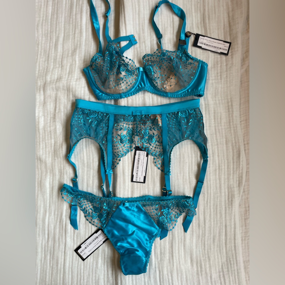 Elegant Blue Lace Bra Set